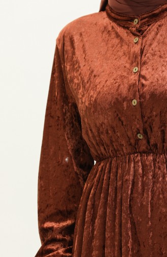 Robe Velours A Boutons 0161-07 Taba 0161-07