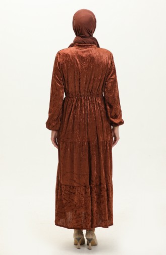 Robe Velours A Boutons 0161-07 Taba 0161-07