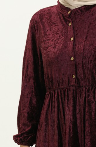 Robe Velours A Boutons 0161-11 Prune 0161-11