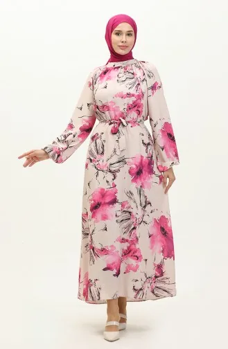 Robe à Motifs 0242-03 Beige Rose 0242-03