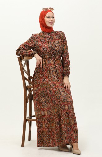 Patterned Dress 0243-02 Dark Blue Brick 0243-02