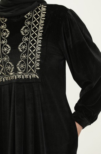 Embroidered Velvet Dress 24K9060-01 Black 24K9060-01