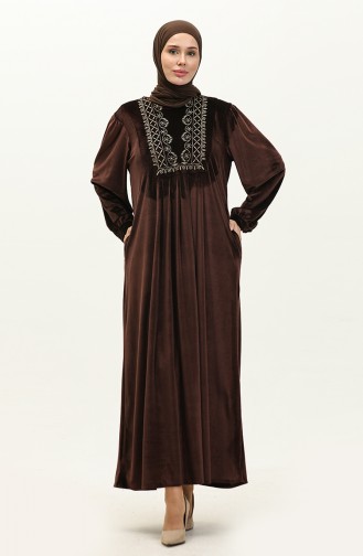 Besticktes Samtkleid 24K9060-03 Braun 24K9060-03
