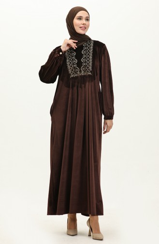 Besticktes Samtkleid 24K9060-03 Braun 24K9060-03