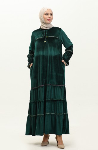 Samtkleid Mit Taschen 24K9063-02 Smaragdgrün 24K9063-02