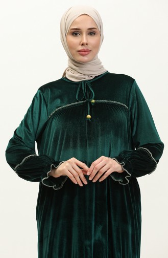 Samtkleid Mit Taschen 24K9063-02 Smaragdgrün 24K9063-02