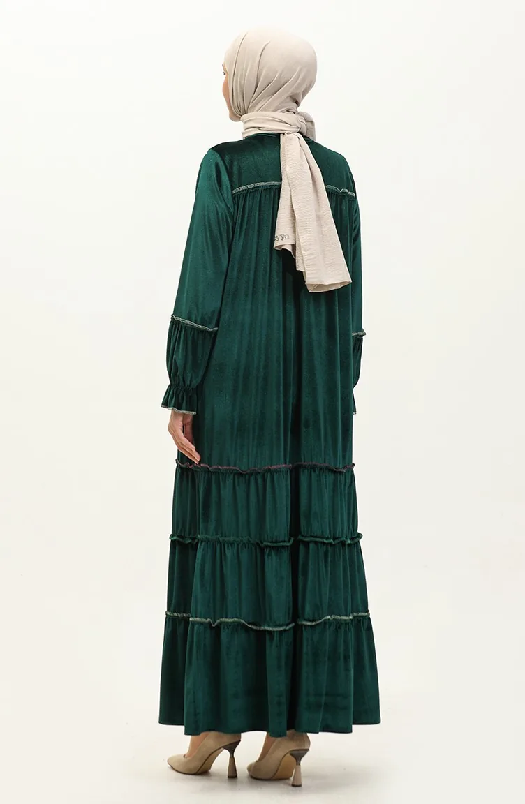 emerald green dress with pockets Full Sleeve Emerald Green Slip Dress – AZAARYA main image 1