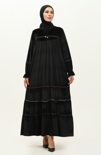 Velvet Dress With Pockets 24K9063-03 Black 24K9063-03