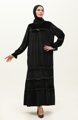 Velvet Dress With Pockets 24K9063-03 Black 24K9063-03