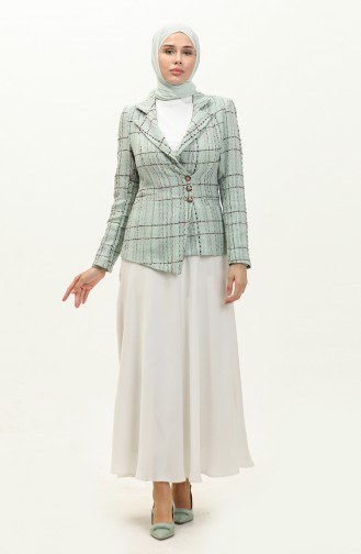 Tweed Crop Jacket 3004-02 water Green 3004-02