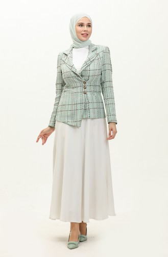 Tweed Crop Jacket 3004-02 water Green 3004-02