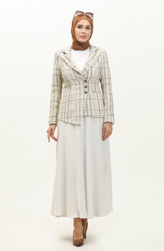 Tweed Crop Jacket 3004-03 Ecru 3004-03