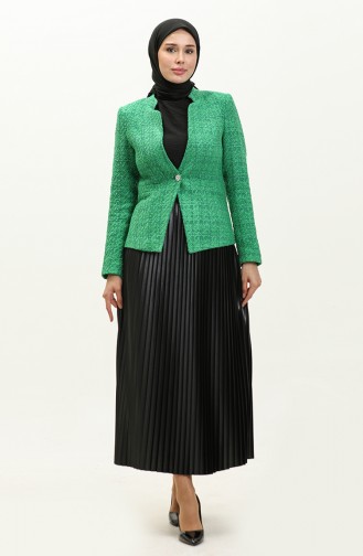 Single Button Tweed Jacket 3005-01 Green 3005-01