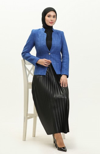 Single Button Tweed Jacket 3005-02 Saxe 3005-02