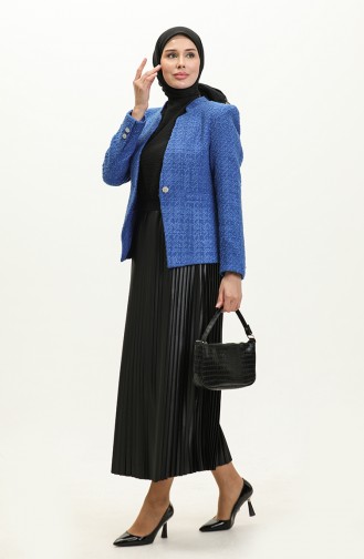 Single Button Tweed Jacket 3005-02 Saxe 3005-02