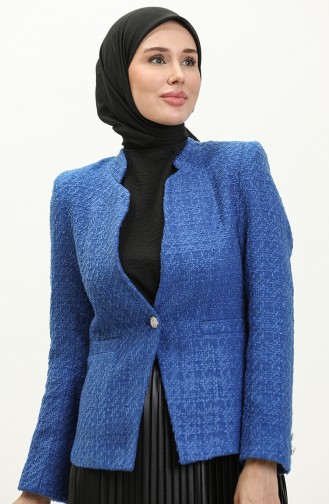 Single Button Tweed Jacket 3005-02 Saxe 3005-02
