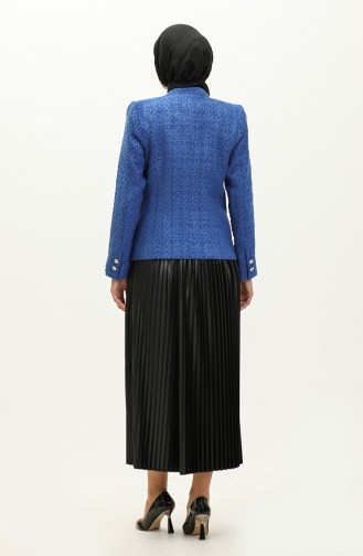 Single Button Tweed Jacket 3005-02 Saxe 3005-02