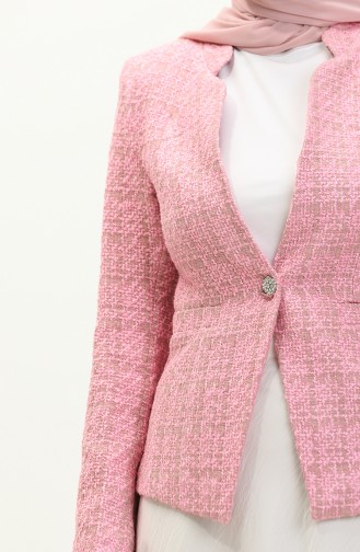 Single Button Tweed Jacket 3005-03 Pink 3005-03