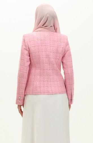 Single Button Tweed Jacket 3005-03 Pink 3005-03