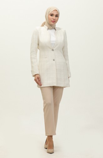 Tweed Blazer Jacket 3006-01 Cream 3006-01