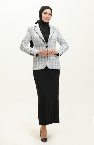 Single Button Blazer Jacket 3007-02 Blue 3007-02