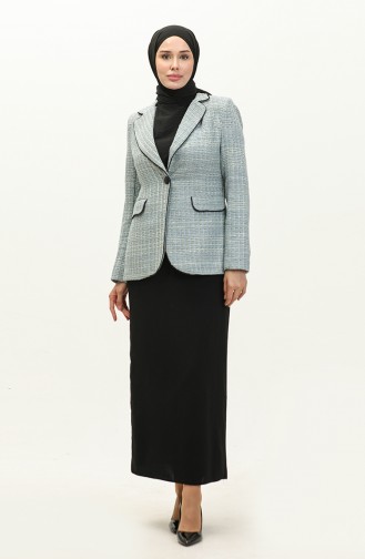 Single Button Blazer Jacket 3007-03 Green 3007-03