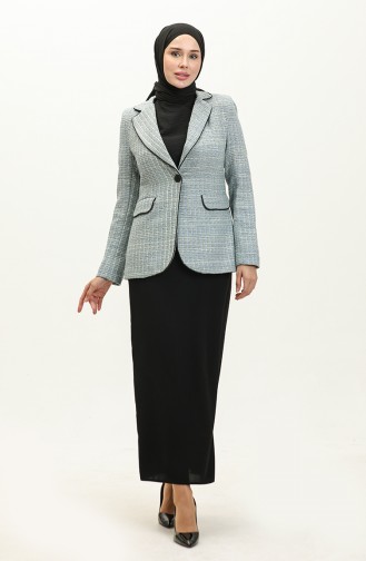 Single Button Blazer Jacket 3007-03 Green 3007-03