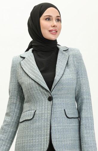 Single Button Blazer Jacket 3007-03 Green 3007-03