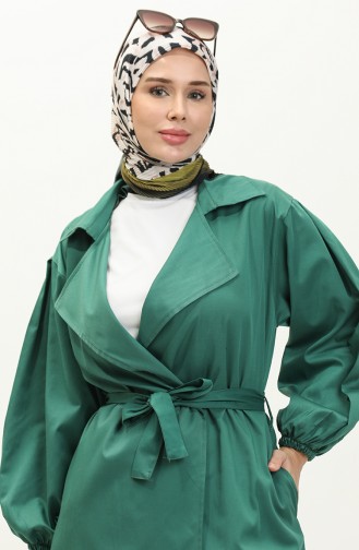 Geniş Yaka Kuşaklı Kap 0162-04 Yeşil