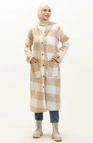 Fleece-Cape mit Karomuster 0166-01 Beige 0166-01