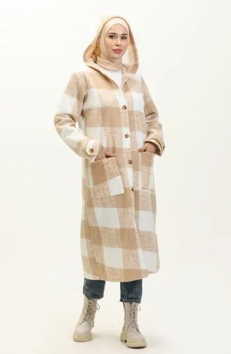 Fleece-Cape mit Karomuster 0166-01 Beige 0166-01