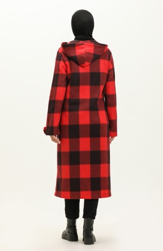 Plaid Patterned Fleece Cape 0166-02 Red 0166-02