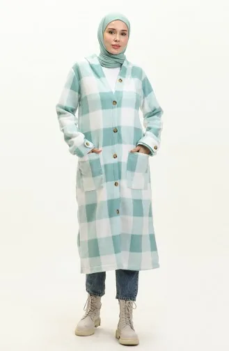 Fleece-Cape mit Karomuster 0166-06 Mintgrün 0166-06