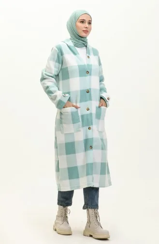 Fleece-Cape mit Karomuster 0166-06 Mintgrün 0166-06