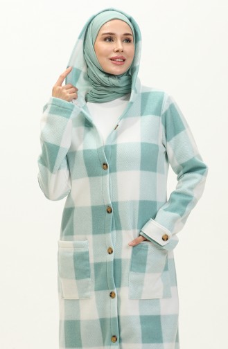 Plaid Patterned Fleece Cap 0166-06 Mint Green 0166-06