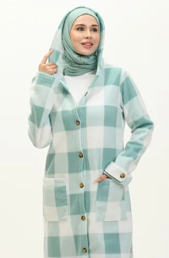 Fleece-Cape mit Karomuster 0166-06 Mintgrün 0166-06