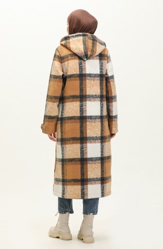 Plaid Patterned Fleece Cape 0167-01  Milky Coffee 0167-01