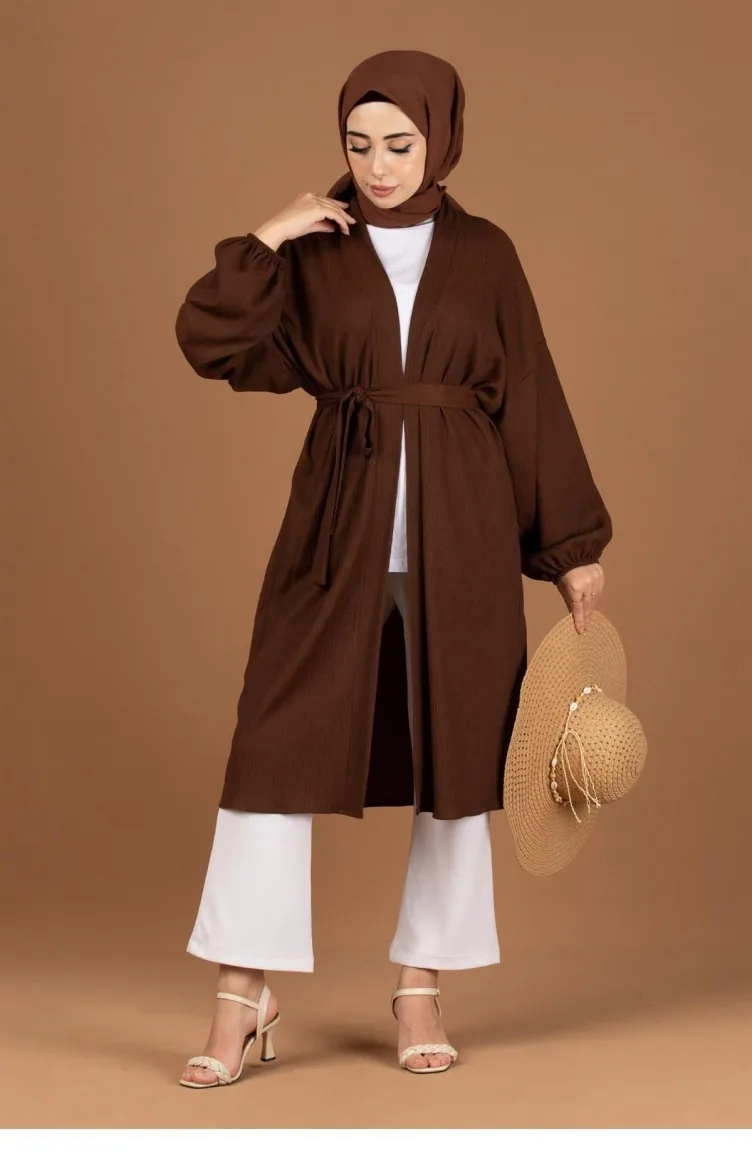 Svt2488K Kimono Met Riem En Tailleriem Bruin 2363