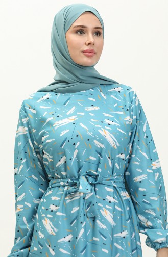 İki İp Desenli Elbise 0009-03 Mavi