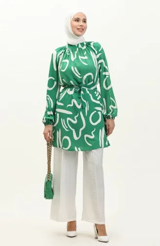 Gemusterte Tunika-Hose Doppelanzug 0155-04 Grün 0155-04