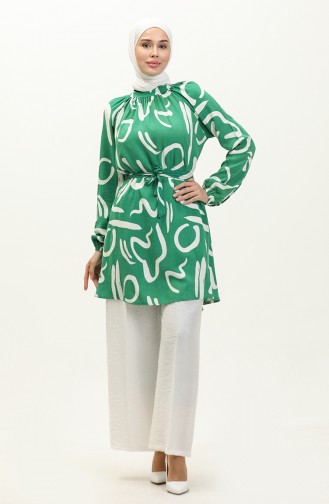 Patterned Tunic Two Piece Suit 0155-04 Green 0155-04