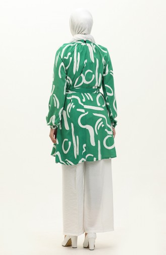 Desenli Tunik Pantolon İkili Takım 0155-04 Yeşil