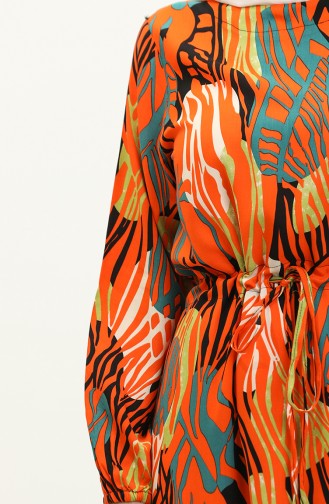 Robe Viscose à Motifs Grande Taille 1804-01 Orange 1804-01