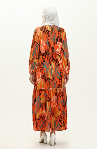 Robe Viscose à Motifs Grande Taille 1804-01 Orange 1804-01