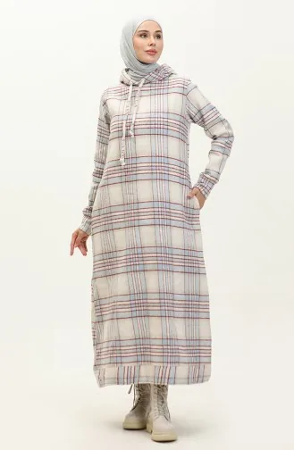 Robe A Motifs Et A Capuche 0170-01 Beige Rouge Claret 0170-01