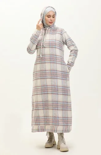 Robe A Motifs Et A Capuche 0170-01 Beige Rouge Claret 0170-01