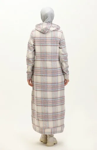 Robe A Motifs Et A Capuche 0170-01 Beige Rouge Claret 0170-01