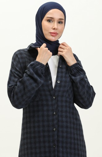 تونيك طويل بنقش مربع 0160-03 كحلي 0160-03