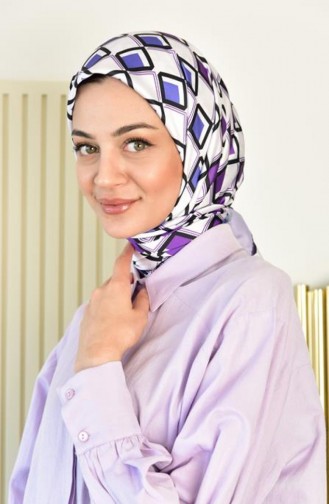 وشاح رايون مربع منقوش Dsn 22 أرجواني Rayondsn22 069 4124