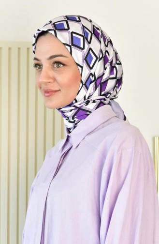وشاح رايون مربع منقوش Dsn 22 أرجواني Rayondsn22 069 4124